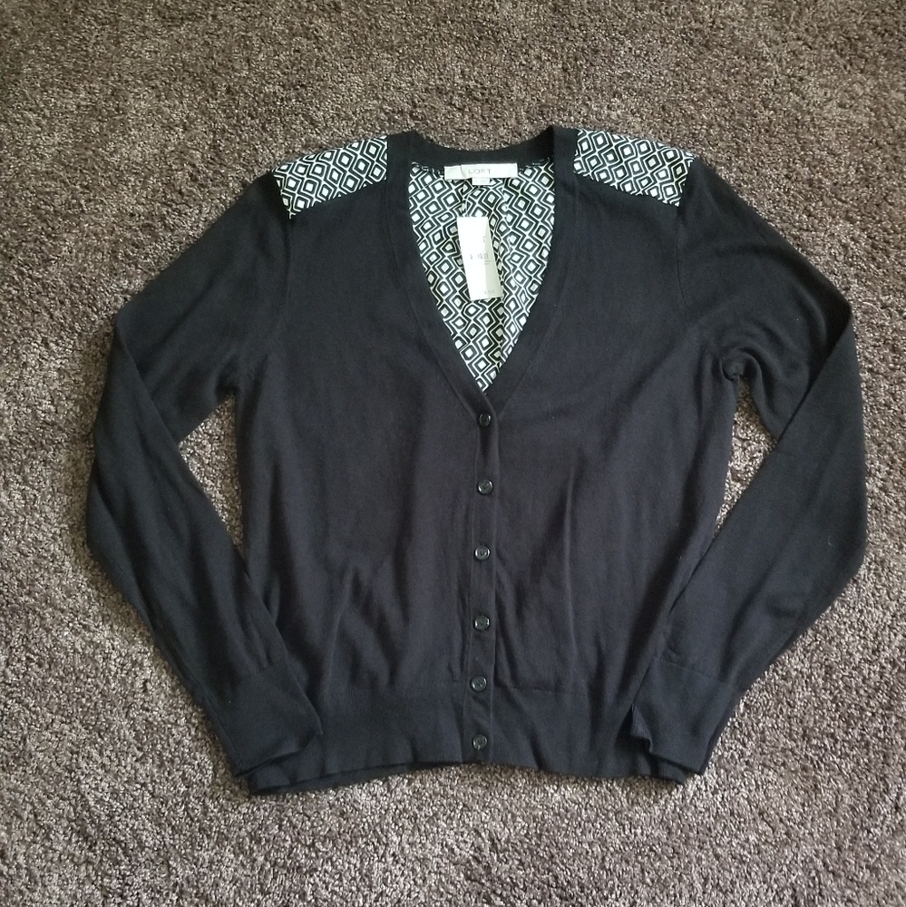 NEW Ann Taylor Loft Black White Pattern Sweater S